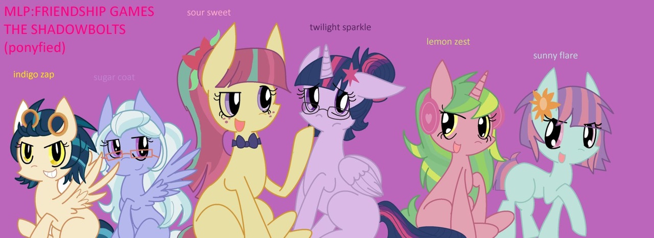 1047139 - safe, artist:azaleasdolls, artist:fannitasticfangirl,  character:indigo zap, character:lemon zest, character:sour sweet,  character:sugarcoat, character:sunny flare, character:twilight sparkle,  character:twilight sparkle (scitwi), species:eqg