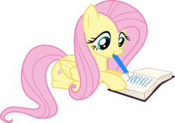 Size: 6000x4223 | Tagged: safe, artist:vulthuryol00, fluttershy, filli vanilli, g4, .svg available, absurd resolution, female, mouth hold, simple background, solo, transparent background, vector, writing