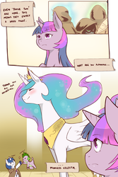 Size: 1280x1920 | Tagged: safe, artist:cold-blooded-twilight, princess celestia, shining armor, spike, twilight sparkle, alicorn, dragon, pony, unicorn, cold blooded twilight, comic:cold storm, g4, brothers, comic, cute, explicit source, high five, male, shining adorable, siblings, spikabetes, unicorn twilight, wingless spike