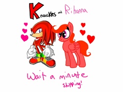 Size: 2048x1536 | Tagged: safe, oc, oc only, oc:rihanna bell pepper, canon x oc, crossover, crossover shipping, female, knuckles the echidna, male, shipping, sonic the hedgehog (series), straight