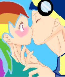 Size: 531x632 | Tagged: safe, artist:mlp-and-anime-rock, rainbow dash, soarin', human, g4, 1000 hours in ms paint, base used, female, humanized, kissing, love, male, ms paint, ship:soarindash, shipping, straight