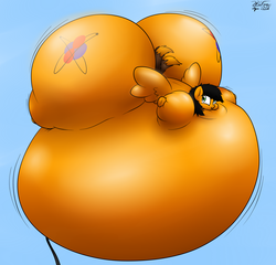 Size: 2406x2309 | Tagged: safe, artist:the-furry-railfan, oc, oc only, oc:twintails, pegasus, pony, belly, bingo wings, floating, helium inflation, high res, hose, huge butt, impossibly large belly, impossibly large butt, inflated ears, inflated wings, inflation, large butt, puffy cheeks