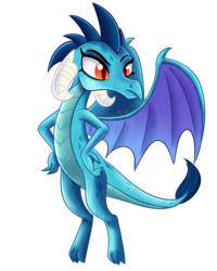 Size: 1024x1280 | Tagged: safe, artist:mlp-firefox5013, princess ember, dragon, g4, gauntlet of fire, female, hand on hip, simple background, solo, transparent background