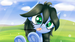 Size: 3840x2160 | Tagged: safe, artist:an-m, oc, oc only, oc:reflect decrypt, earth pony, pony, against glass, bliss xp, colored pupils, female, fourth wall, frog (hoof), glass, high res, licking, mare, silly, solo, tongue out, underhoof
