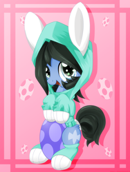 Size: 2880x3840 | Tagged: safe, artist:an-m, artist:konce11, oc, oc only, oc:reflect decrypt, bunny costume, bunny hood, clothes, easter, egg, high res, solo