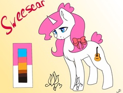 Size: 1394x1058 | Tagged: safe, artist:sweesear, oc, oc only, oc:sweesery, pony, unicorn, bow, female, hair bow, solo