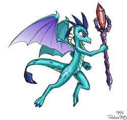 Size: 1150x1080 | Tagged: safe, artist:robin jacks, princess ember, dragon, g4, gauntlet of fire, bloodstone scepter, dragon lord ember, female, simple background, solo, white background