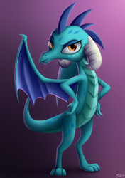Size: 1200x1700 | Tagged: safe, artist:luminousdazzle, princess ember, dragon, g4, gauntlet of fire, female, looking at you, solo