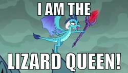 Size: 630x360 | Tagged: safe, princess ember, dragon, g4, gauntlet of fire, bloodstone scepter, dragon lord ember, i am the lizard queen, jim morrison, male, meme, play in the comments, simpsons did it, the doors, the simpsons
