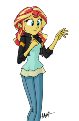 Size: 5538x8514 | Tagged: safe, artist:drewdini, sunset shimmer, equestria girls, g4, my little pony equestria girls: friendship games, absurd resolution, clothes, female, leather jacket, signature, simple background, solo, transparent background