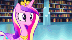 Size: 640x360 | Tagged: safe, screencap, princess cadance, pony, g4, the crystalling, animated, book, cute, cutedance, female, solo, spread wings
