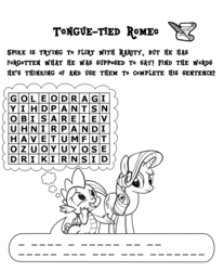 Size: 1200x1448 | Tagged: safe, rarity, spike, dragon, pony, unicorn, g4, activity book, bad pickup line spike, female, male, mare, ship:sparity, shipping, straight, word search
