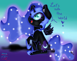 Size: 500x400 | Tagged: safe, artist:thewhitedemonwolf, nightmare moon, alicorn, pony, g4, cute, ear fluff, female, filly, floating wings, moonabetes, nightmare woon, sitting, solo, spread wings, weapons-grade cute