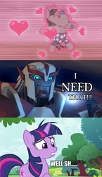 Size: 556x960 | Tagged: safe, screencap, smarty pants, twilight sparkle, g4, comic, ratchet, transformers, transformers prime, want it need it