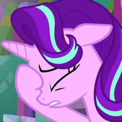 Size: 720x720 | Tagged: safe, screencap, starlight glimmer, g4, the crystalling, cropped, facehoof, fail, female, reaction image, solo