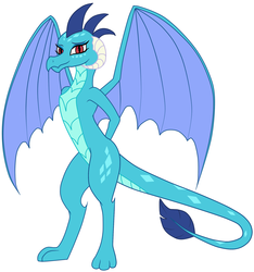 Size: 1600x1708 | Tagged: safe, artist:satellite-singular, princess ember, dragon, g4, gauntlet of fire, arm behind back, female, looking at you, simple background, smiling, solo, white background