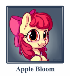 Size: 1100x1200 | Tagged: safe, artist:bobdude0, apple bloom, earth pony, pony, g4, adorabloom, blushing, bow, cute, female, filly, hair bow, looking at you, smiling, solo, yearbook photo