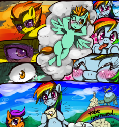 Size: 1000x1069 | Tagged: safe, artist:girlieginger, lightning dust, rainbow dash, scootaloo, spitfire, tank, pegasus, pony, g4, ^^, comic, crying, cute, dashabetes, eyes closed