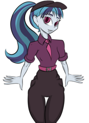 Size: 1600x2200 | Tagged: safe, artist:7los7, sonata dusk, equestria girls, g4, clothes, female, simple background, solo, taco bell, transparent background, uniform