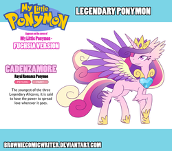 Size: 1024x896 | Tagged: safe, artist:greenlinzerd, princess cadance, g4, colored wings, crossover, crystal heart, ear fluff, female, fluffy, legendary pokémon, looking back, multicolored wings, my little ponymon, pokémon, ponymon, raised leg, simple background, solo