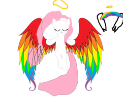 Size: 999x799 | Tagged: safe, artist:pinkie pie cake, oc, oc only, oc:rainbow winged angel, base used, solo