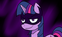 Size: 1024x624 | Tagged: safe, artist:sagsaint, twilight sparkle, g4, female, grin, ominous, solo