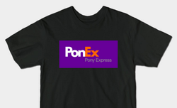 Size: 570x346 | Tagged: safe, artist:mikej, fedex, logo parody, pony express, shirt design, teepublic