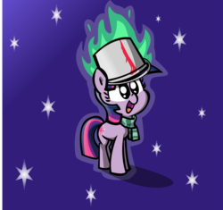 Size: 3335x3141 | Tagged: dead source, safe, artist:elslowmo, artist:spaghetticen145, artist:tess, twilight sparkle, pony, g4, bucket, clothes, female, fire, hat, headbucket, high res, scarf, solo, team fortress 2, tf2 hat, vector