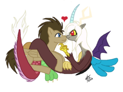 Size: 1024x768 | Tagged: safe, artist:idoctorwhooves, discord, doctor whooves, time turner, g4, eris, female, half r63 shipping, male, rule 63, shipping, straight