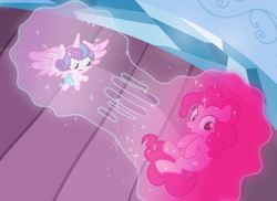 Size: 594x432 | Tagged: safe, screencap, pinkie pie, princess flurry heart, g4, the crystalling, biology, bubble, cell, cell division, mitosis, science