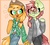 Size: 1619x1458 | Tagged: safe, artist:cashiecashew, applejack, oc, oc:artline, anthro, g4, canon x oc, female, holding hands, lesbian, shipping