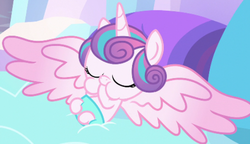 Size: 539x310 | Tagged: safe, screencap, princess flurry heart, g4, the crystalling, aweeg*, baby, cute, diaper, hoof sucking, large wings, sucking