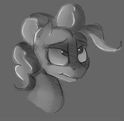 Size: 1118x1096 | Tagged: safe, artist:post-it, pinkie pie, g4, bust, female, grayscale, monochrome, portrait, sketch, smiling, solo