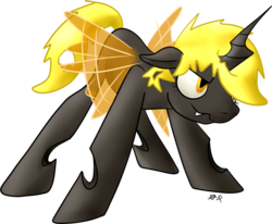 Size: 1024x844 | Tagged: safe, artist:abdonis, oc, oc only, oc:abdonis, changeling, female, filly, solo, yellow changeling