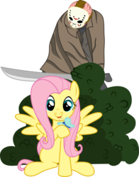 Size: 1024x1309 | Tagged: safe, artist:lucefudu, fluttershy, g4, imminent death, imminent murder, jason voorhees, out of character, simple background, transparent background, vector