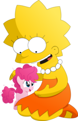 Size: 1755x2729 | Tagged: safe, artist:kehrminator, pinkie pie, g4, crossover, filly, lisa simpson, male, the simpsons, tiny ponies