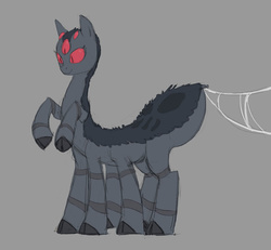 Size: 815x752 | Tagged: safe, artist:carnifex, oc, oc only, monster pony, original species, spiderpony, eight legs, five eyes, multiple eyes, multiple legs, multiple limbs, solo, spider web, unshorn fetlocks