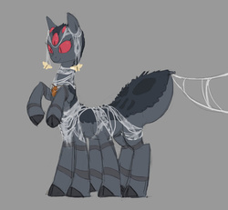 Size: 815x752 | Tagged: safe, artist:carnifex, oc, oc only, butterfly, monster pony, original species, spiderpony, earring, eight legs, multiple eyes, multiple legs, multiple limbs, piercing, solo, spider web, unshorn fetlocks