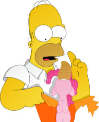 Size: 2080x2566 | Tagged: safe, artist:kehrminator, pinkie pie, g4, chips, crossover, food, high res, homer simpson, male, potato chips, the simpsons