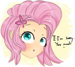 Size: 1091x974 | Tagged: safe, artist:jonathan the awesome, derpibooru exclusive, fluttershy, equestria girls, g4, female, solo, you mad?