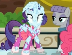 Size: 719x551 | Tagged: safe, screencap, maud pie, rarity, g4, the gift of the maud pie, cropped, ice, ice rink, ice skates, ice skating