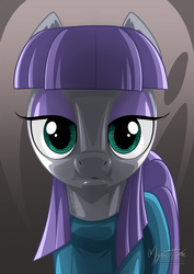 Size: 955x1351 | Tagged: safe, artist:mysticalpha, maud pie, earth pony, pony, g4, the gift of the maud pie, clothes, female, frown, looking at you, mare, solo, stare