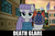 Size: 1273x851 | Tagged: safe, edit, edited screencap, screencap, carrot top, golden harvest, lyra heartstrings, maud pie, satin palette, earth pony, pony, unicorn, g4, my little pony: friendship is magic, the gift of the maud pie, background pony, caption, discovery family logo, female, mare, maud being maud, pouch, rock pouch, solo focus, stare, text, the fire in her eyes, tranquil fury