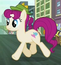 Size: 422x448 | Tagged: safe, screencap, beaude mane, diamond cutter, luckette, streetsheart, earth pony, pony, g4, the gift of the maud pie, background pony, female, hat, mare, solo focus