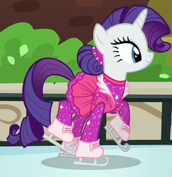 Size: 678x698 | Tagged: safe, screencap, rarity, g4, the gift of the maud pie, alternate hairstyle, clothes, female, ice skates, solo