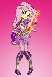 Size: 1280x1920 | Tagged: safe, artist:trollskog-studio, fluttershy, quarian, equestria girls, g4, crossover, female, mass effect, my waifus have fused, simple background, solo, tali'zorah vas normandy, watermark