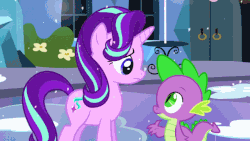 Size: 640x360 | Tagged: safe, screencap, spike, starlight glimmer, dragon, g4, the crystalling, animated, hug