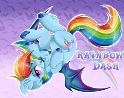 Size: 4090x3244 | Tagged: safe, artist:pvrii, rainbow dash, bat pony, pony, g4, bat ponified, female, race swap, rainbowbat, solo
