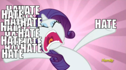 Size: 1985x1114 | Tagged: safe, edit, edited screencap, screencap, rarity, g4, the gift of the maud pie, all of my hate, female, hate, image macro, meme, solo