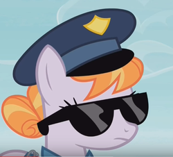 Size: 475x429 | Tagged: safe, screencap, copper top, g4, the gift of the maud pie, female, police officer, police pony, solo, sunglasses